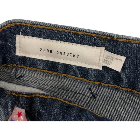 Zara ORIGINS Mens Straight Jeans Ankle Denim Blue EU 44 US 34 3991/456 NWT - Picture 9 of 14